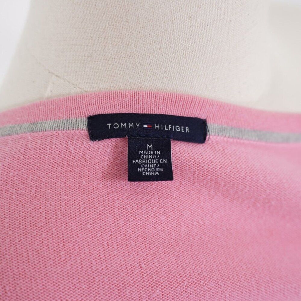 Tommy Hilfiger Medium Pink Button Cardigan Sweater with Long Sleeve With Ruching - Picture 8 of 8